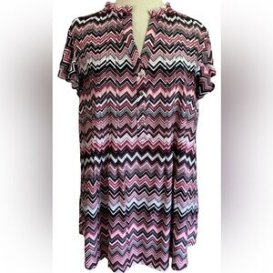 COCOMO 1X Pink Purple Plus Size women's Pintuck Blouse top shirt